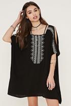 Forever21 Women's  Embroidered Open-shoulder Dress