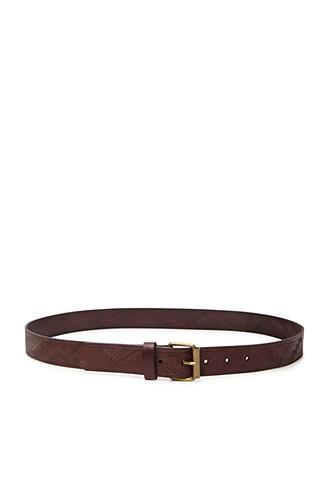 21 Men Southwestern-embossed Leather Belt