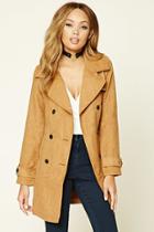 Forever21 Women's  Faux Suede Double-breasted Coat
