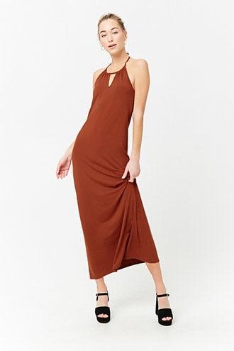 Forever21 Drawstring Halter Neck Maxi Dress