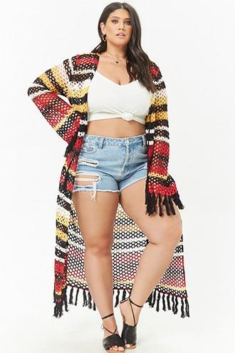 Forever21 Plus Size Striped Crochet Cardigan