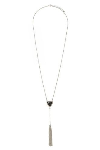 Forever21 Tassel Faux Stone Charm Necklace