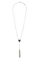 Forever21 Tassel Faux Stone Charm Necklace
