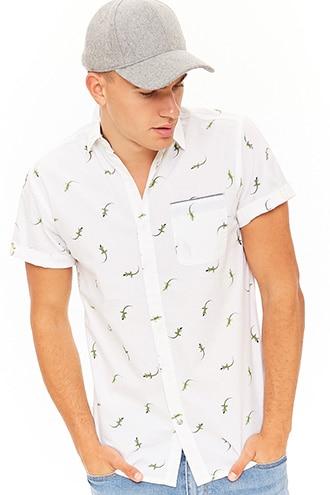 Forever21 Drill Clothing Lizard Print Shirt