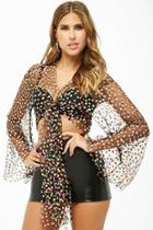 Forever21 Dotted Tie-front Crop Top