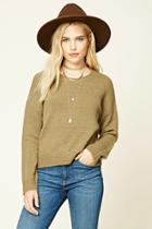 Forever21 Women's  Olive Boxy Crew Neck Sweater