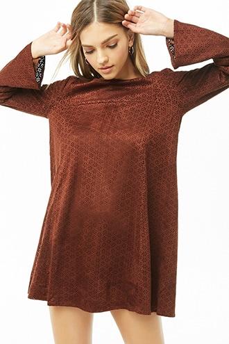 Forever21 Perforated Faux Suede Swing Dress