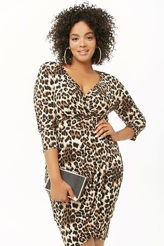 Forever21 Plus Size Leopard Print Surplice Dress