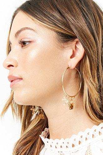 Forever21 Charm Hoop Earrings