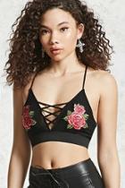 Forever21 Sheer Mesh Rose Applique Top