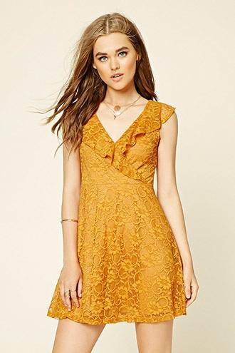 Forever21 Women's  Flounce Floral Lace Dress
