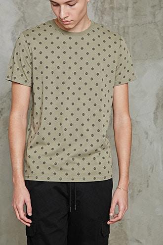 Forever21 Striped Polka Dot Print Tee