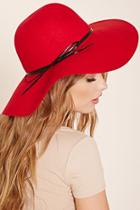 Forever21 Women's Red & Black Faux Leather-trimmed Floppy Hat