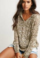 Forever21 Marled Open Knit Hoodie