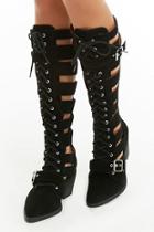 Forever21 Lace-up Cutout Knee-high Boots