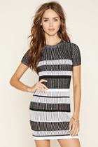 Forever21 Women's  Black & Grey Striped Sweater Dress