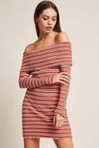 Forever21 Ribbed Off-the-shoulder Stripe Dress