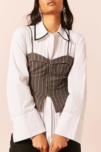 Forever21 Stripe Zip-front Cami Crop Top