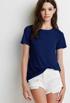 Forever21 Women's  Distressed Trim Tee (navy)