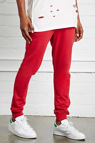 21 Men Men's  Red Drawstring Heathered Sweatpants