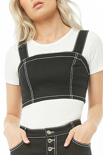 Forever21 Topstitched Denim Crop Top