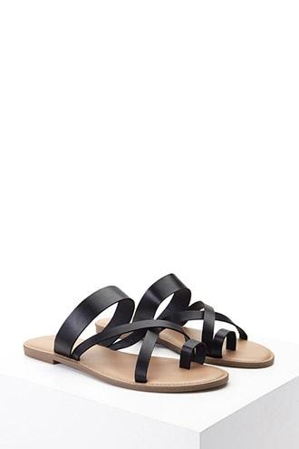 Forever21 Faux Leather Toe Ring Sandals