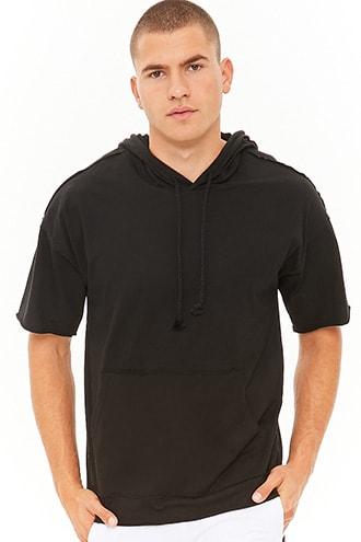 Forever21 Victorious Slub Knit Raw-cut Hooded Pullover