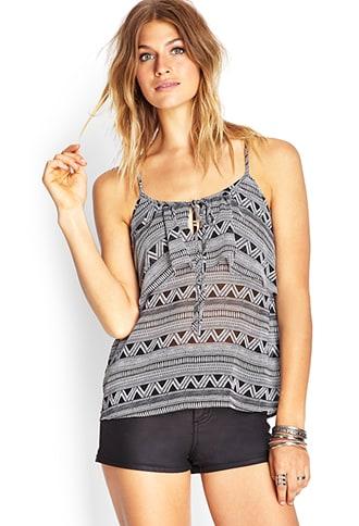 Forever21 Flounced Tribal Print Cami