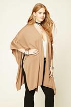 Forever21 Plus Women's  Taupe Plus Size Open-front Poncho