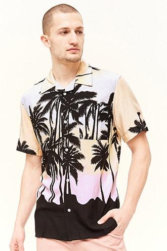 Forever21 Dstruct Palm Tree Print Shirt