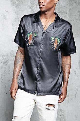 Forever21 Tiger Satin Shirt