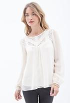 Forever21 Contemporary Lace-paneled Georgette Blouse