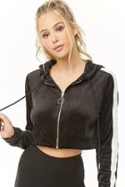 Forever21 Active Hooded Velour Cropped Jacket