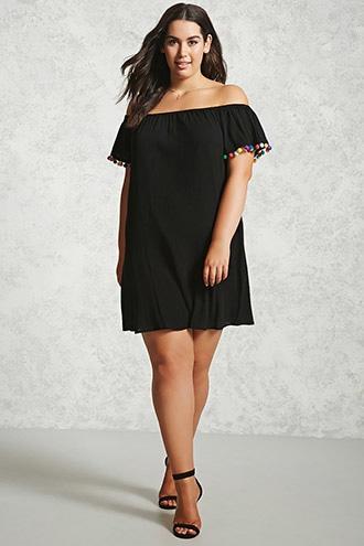 Forever21 Plus Size Pom Pom Trim Dress