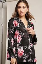Forever21 Honey Punch Satin Floral Pajama Top