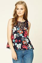Forever21 Women's  Floral Print Lace Top