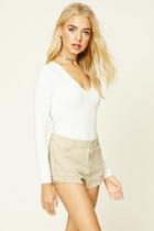 Forever21 Women's  Taupe Crochet Lace-trimmed Shorts