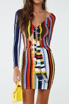 Forever21 Colorblock Tie-front Mini Dress