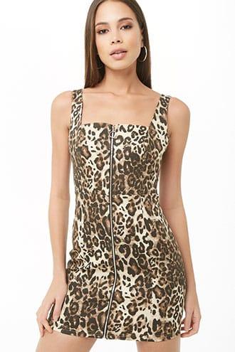 Forever21 Leopard Print Zip-front Dress