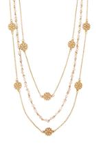 Forever21 Gold & Pink Layered Bead Necklace