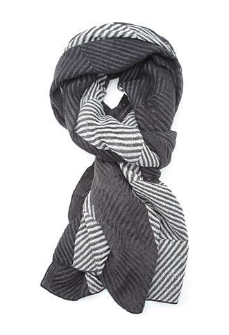 Forever21 Diagonal-striped Scarf Grey/black One Size