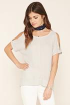 Forever21 Women's  Light Heather Grey Waffle Knit Top