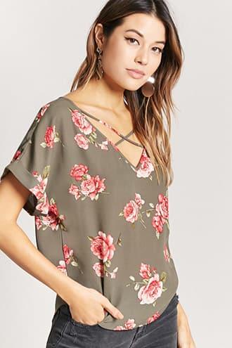 Forever21 Strappy Floral Print Top
