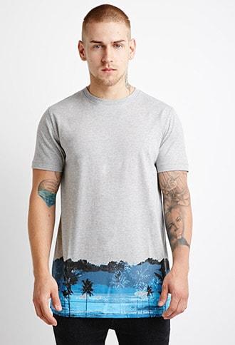Forever21 Heathered Tropical Print Tee