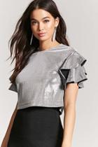 Forever21 Metallic Tiered Sleeve Top