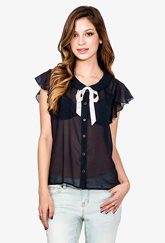 Forever21 Grid Pattern Woven Top