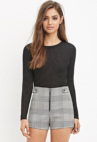 Forever21 Zippered Glen Plaid Shorts