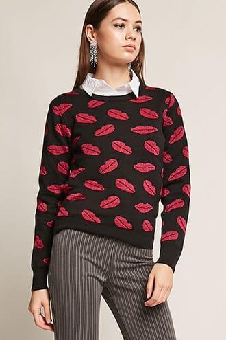 Forever21 Lip Print Sweater