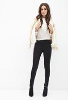 Forever21 Contemporary Faux Leather-paneled Jeans