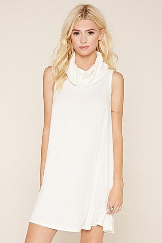 Forever21 Women's  Ivory Cowl Neck Mini Dress